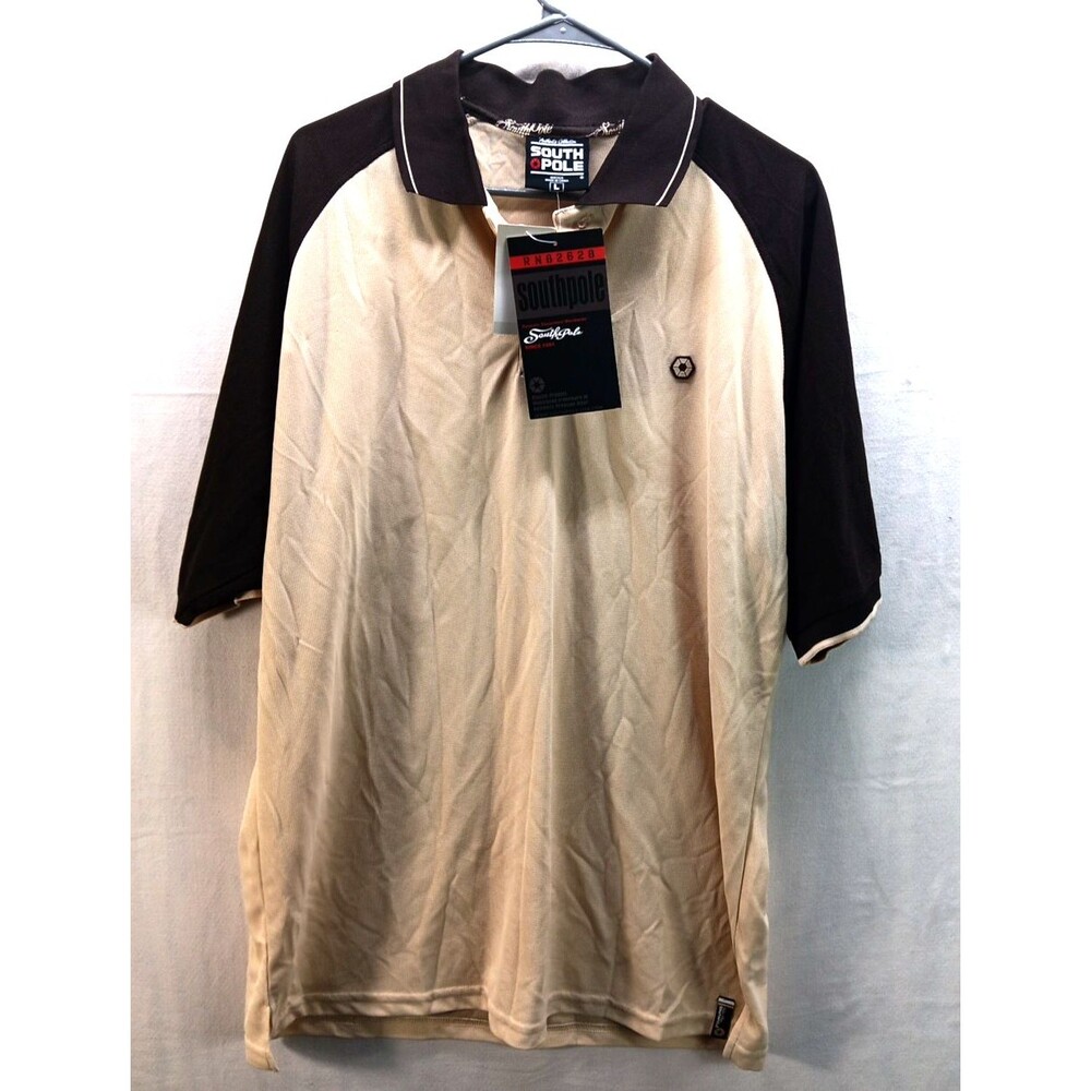 Vintage Southpole Polo Shirt Large Brown Tan Color Block Y2K 2000s South Pole